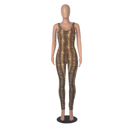 New Serpentine Leopard Print Y2k One Pieces Sleeveless Jumpsuit Fashion Clothes For Women Sexy Night Club Outfits Badiee Stylez