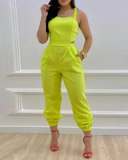 Women's for Jumpsuit Elegant Sexy Suspender Printed Jumpsuits Casual Hip Waist Overalls Romper For Women Spring Summer 2024 Light Green