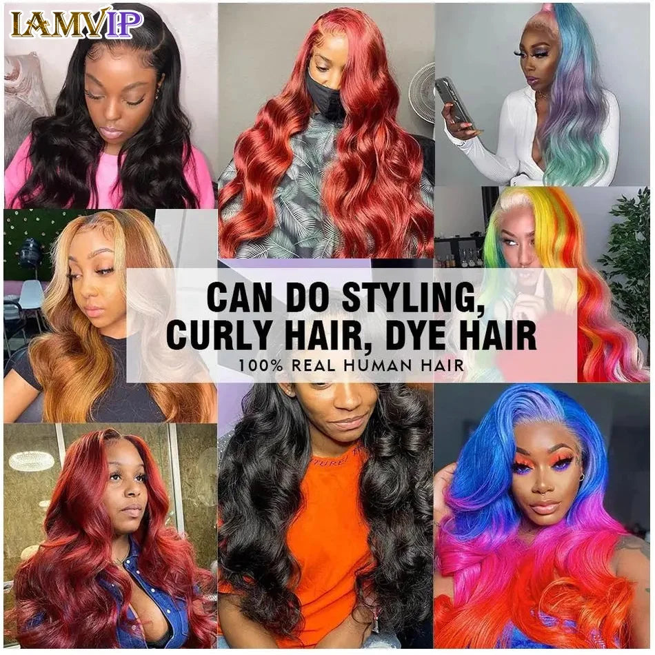 250% 30-36inch Body Wave 13x6 Hd Frontal Human Hair Pre-plucked Lace Brazilian Remy 13x4 Front Wig 4x4 Closure With Hd Full Lace Badiee Stylez