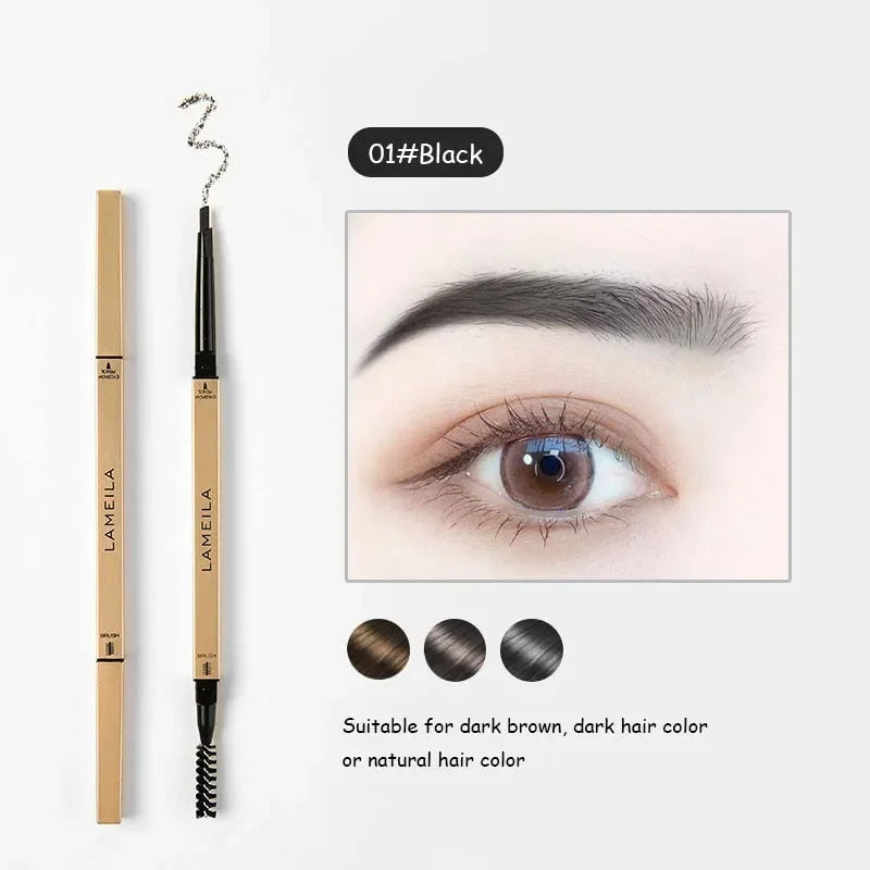 Double Head Eyebrow Pencil with Brush Waterproof Smooth 5 Colors Eye Brow Pen Tint Mascara Enhance Cosmetics Beauty Women Makeup 01 Black