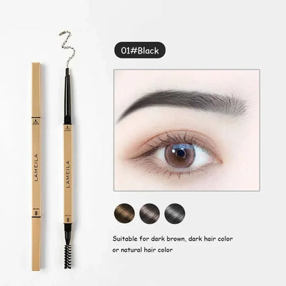 Double Head Eyebrow Pencil with Brush Waterproof Smooth 5 Colors Eye Brow Pen Tint Mascara Enhance Cosmetics Beauty Women Makeup 01 Black
