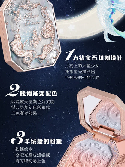 Flower Knows Cheek Blush Moonlight Mermaid Tri-Color Gradient Blusher in Matte Finish Vegan Cruelty Free Private Label Makeup