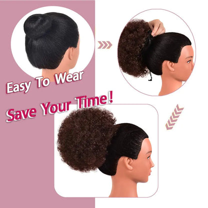 Synthetic Large Afro Puff Drawstring Ponytail Kinky Curly Bun HairPiece African American Clip in Updo Extensions for Black Women
