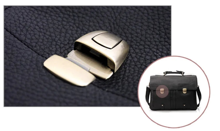 FANCODI Genuine Leather Briefcase men Business Bag Male Portfolio Attache Case Leather 15.6" Laptop Bag Office tote Handbag big