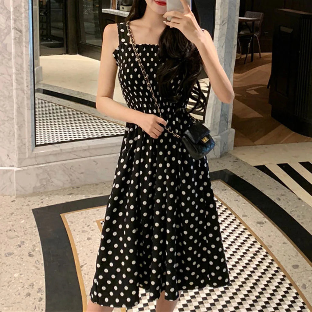 Sexy Off Shoulder Polka Dots Midi Dress Women 2024 Summer Casual High Waist Elegant Office Laides Dresses For Women Badiee Stylez