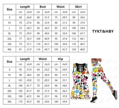 2024 Disney Stitch Women's Hollow Tanktop Yoga Set Summer Fitness Leggings Tracksuit Disney Cutout Tank Top Leggings Set