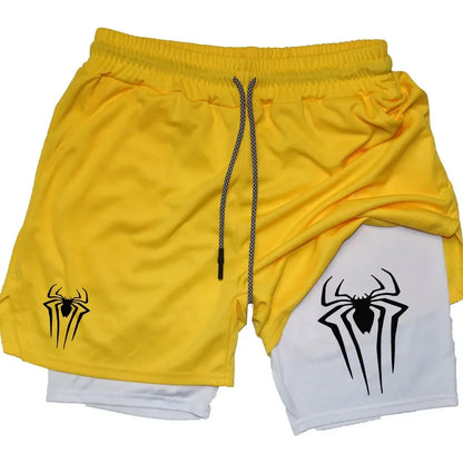 Men's  sports shorts,  spider print  compression shorts , informal, training, running, 2-in-1, Y2K order shipped directly Badiee Stylez