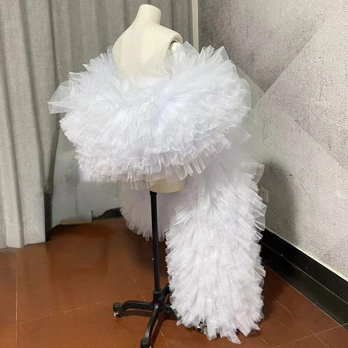 Fashion Stage ball party Club fluffy Ruffle edge tulle boas shawl cape wraps tippet cappa opera cape wedding accessory Badiee Stylez