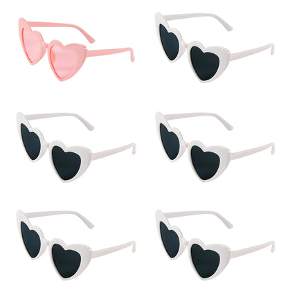 6pcs Bachelorette Party Sunglasses Wedding Bridal Shower Decoration Pink White Heart Glasses Bridesmaid Gifts Hen Party Supplies 1pink-B 5white