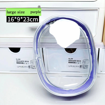 Transparent Outdoor Bag with Keychain Mystery Doll Display Storage Bags Dust-Proof Organizer Pouches Classic Doll Storage Bags purple L