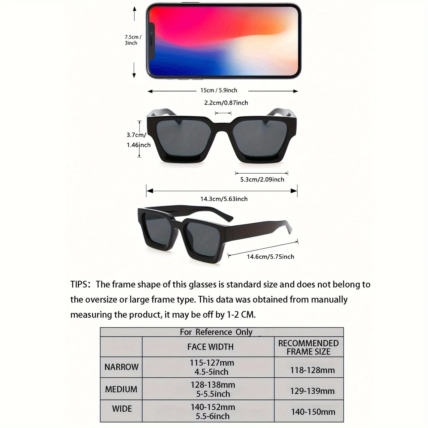 1/2 PC S Classic Fashion Square Plastic Frame Women Sunglasses For Men Daily Life Shades Eyewear Accessories. Badiee Stylez