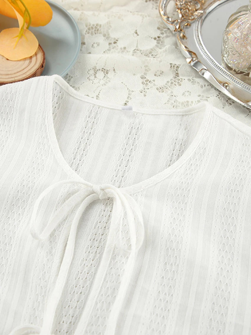 Marthaqiqi Winter Women Pajamas Suit Lace Up Sleepwear Long Sleeve Nightgowns O-Neck Nightwear Pants Casual Ladies Home Clothes