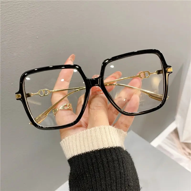 Fashion Oversized Square Eyewear Retro Womens Light Bloking Metal Frame Glasses Trend Optical Computer Eyeglasses Badiee Stylez