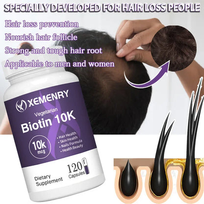 Biotin 10,000mcg - with Coconut Oil Vitamin for Hair Growth, Natural Hair, Skin and Nails - Non-GMO
