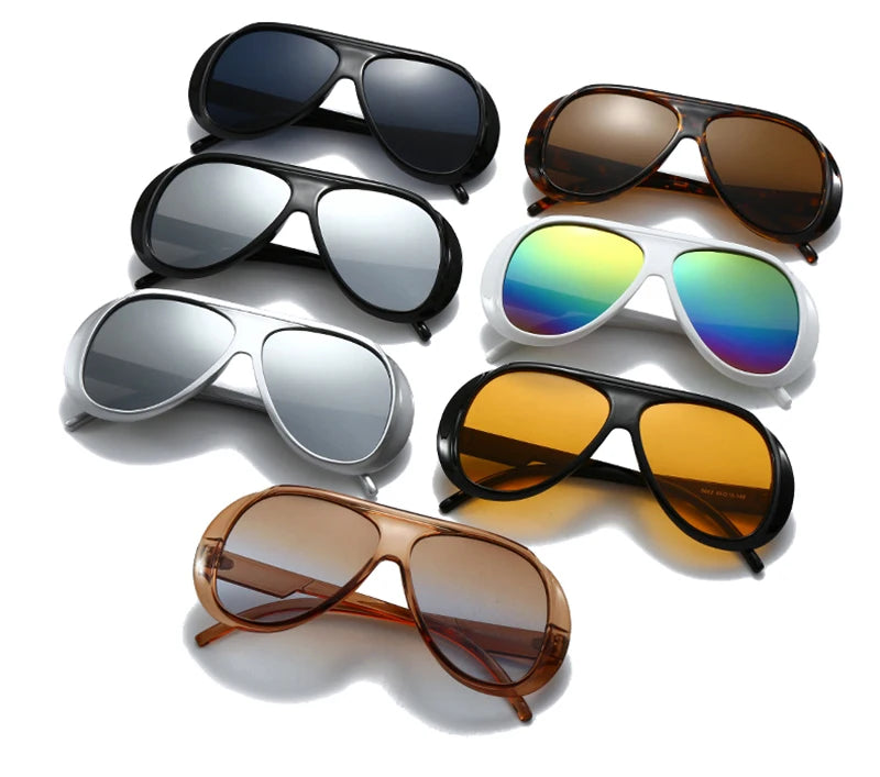 SHAUNA Fashion Oversized Pilot Men Sunglasses Retro Gradient Mirror Shades UV400 Women Sun Glasses