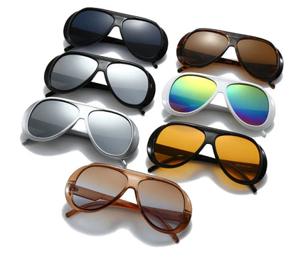 SHAUNA Fashion Oversized Pilot Men Sunglasses Retro Gradient Mirror Shades UV400 Women Sun Glasses