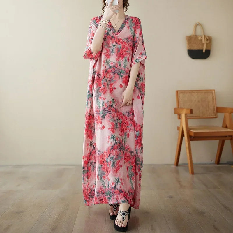Summer Dress for Women Clothing Long Dress Fashion Clothes Cotton Vintage Harajuku Elegant Streetwear Maxi Beach Dresses Q One Size
