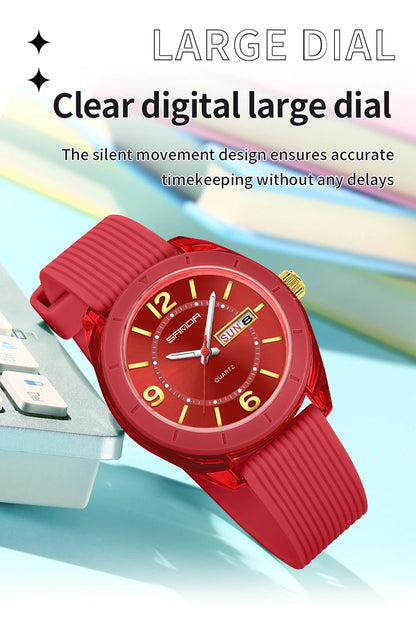 SANDA Quartz Watch for Women Waterproof Auto Date Week Elegant Luxury Ladies Wristwatch Waterproof Analog Women's Watches