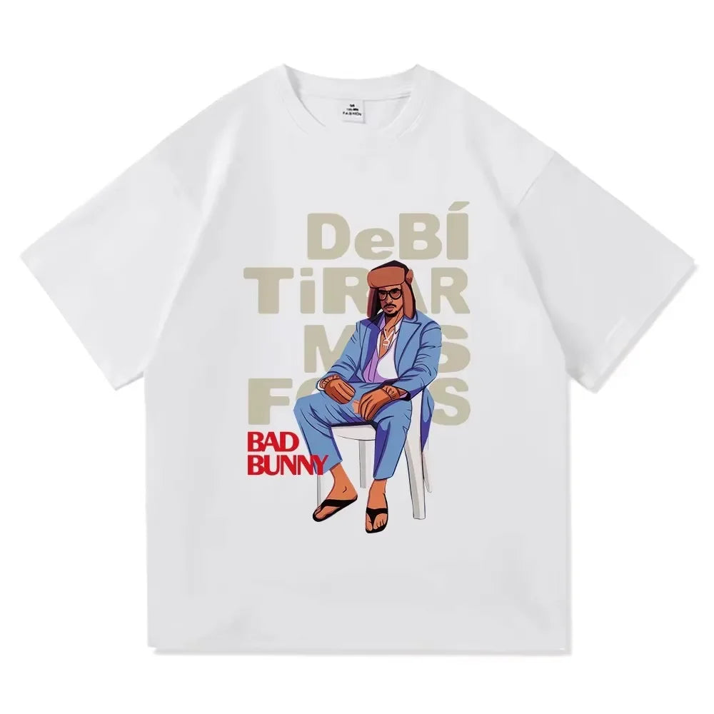 Bad Bunny T-shirts Graphic Harajuku Men women Tshirt Designer Harajuku Unisex Clothing X66-1 white