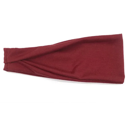 Women Headband Twist Cotton Sport Wide Turban Twisted Knotted Headwrap Girls Hairband Fashion Head Band Hair Accessories wine red 10cm-22cm