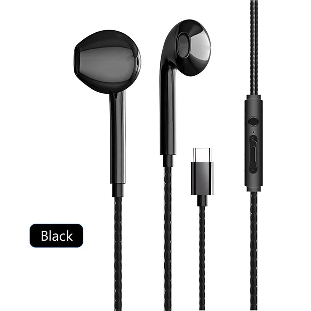 Type C Wired Earphones In Ear Headset Game 3.5mm Wired Headphones with Microphone Bass Stereo Earbuds In-line Control For Phones