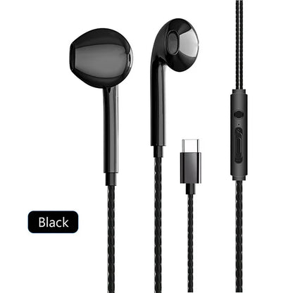 Type C Wired Earphones In Ear Headset Game 3.5mm Wired Headphones with Microphone Bass Stereo Earbuds In-line Control For Phones