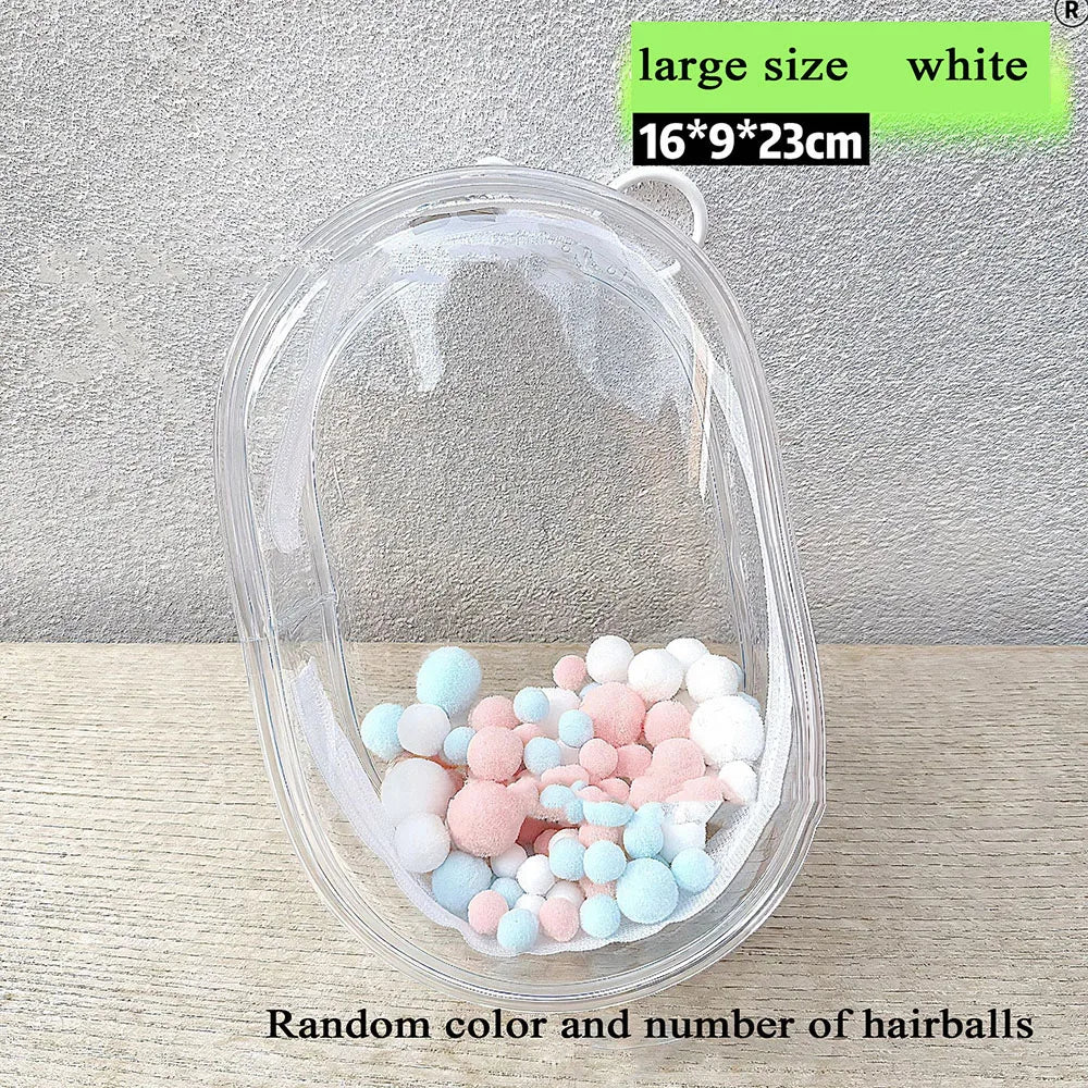 Transparent Outdoor Bag with Keychain Mystery Doll Display Storage Bags Dust-Proof Organizer Pouches Classic Doll Storage Bags white L (hairball)