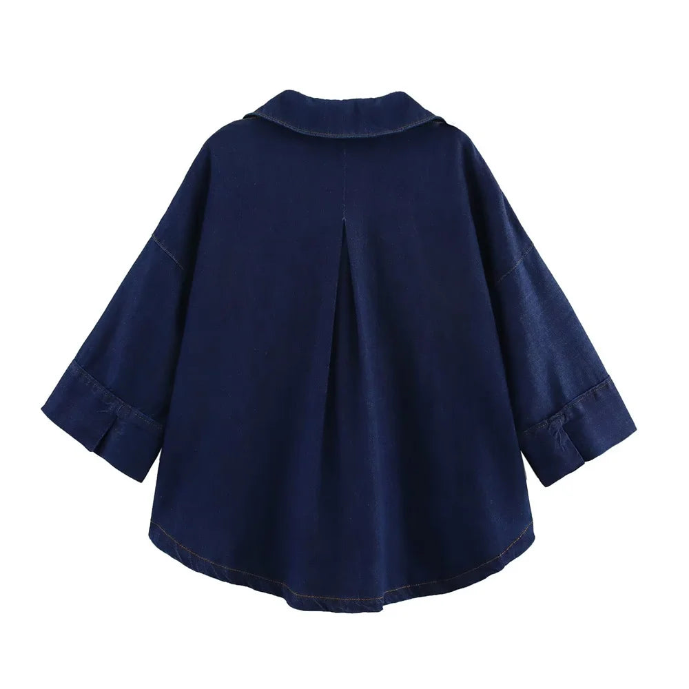 UNIZERA 2025 Women Denim Set Loose Fit Button Down Shirt With Wide Leg Pants Fashionable Casual Wear for Women