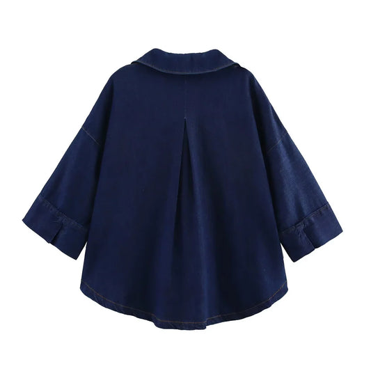 UNIZERA 2025 Women Denim Set Loose Fit Button Down Shirt With Wide Leg Pants Fashionable Casual Wear for Women