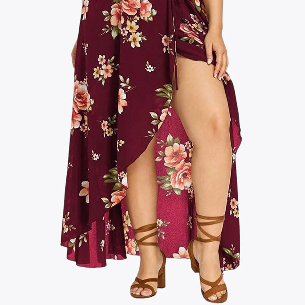 New Casual Fashion Printed Dress for Women Summer Flower Print Plus Size Dress Loose Fit Female Sling Dresses