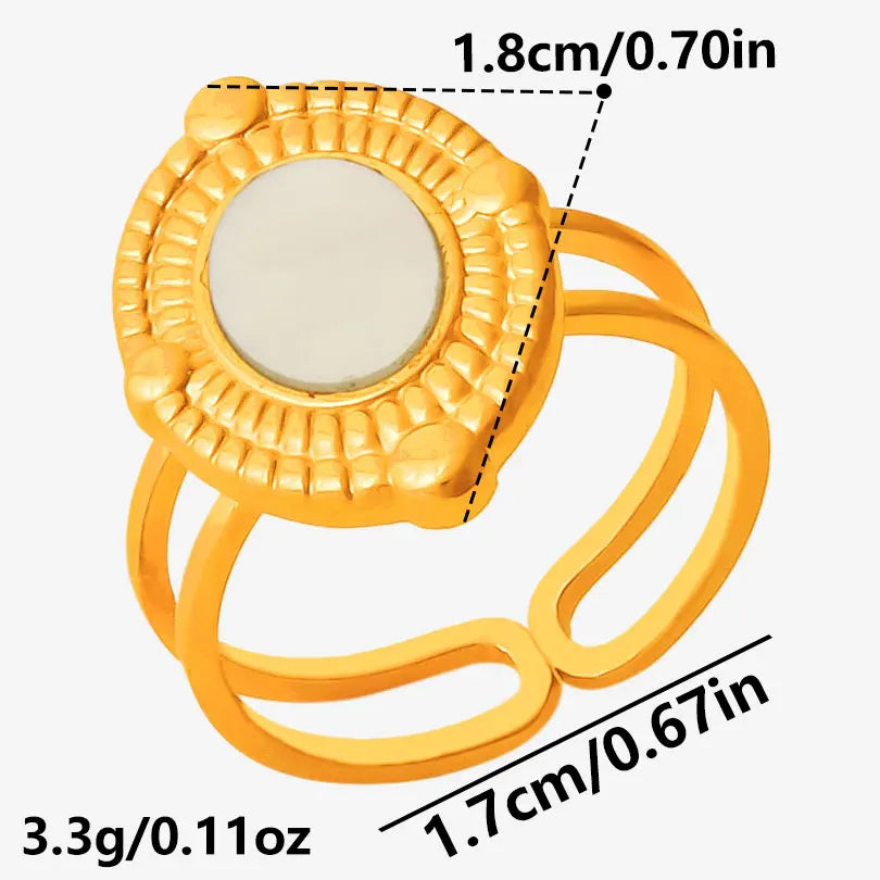 Sea Jewelry Shell Leaf Geometric Round Stainless Steel Rings For Women Men Accessories Open Adjustable Ring Beach Holiday Bagues