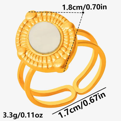 Sea Jewelry Shell Leaf Geometric Round Stainless Steel Rings For Women Men Accessories Open Adjustable Ring Beach Holiday Bagues