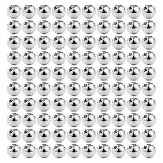 100 Pcs/bag 3mm 4mm Replacement  BALLS  Threaded Surgical Steel Industrial Barbell Tongue Belly Body Piercing Parts Badiee Stylez
