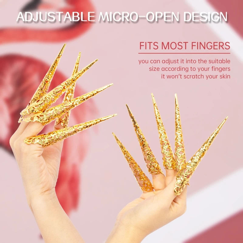 5Pieces Fingertip Claw Nail Ring Decoration Accessory Finger Joint Protector Halloween Cosplay Drama Dance Performance