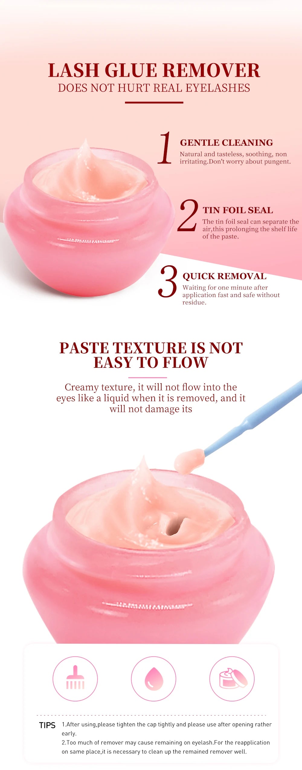 GTGDHNY Eyelash Glue Remover Quick Unloading Adhesive Professional Cream Remover for Eyeslashes De Pestaña Makeup Tools