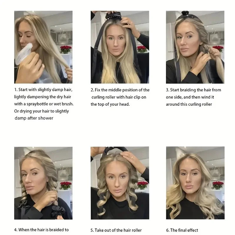 6Pcs Women No-Heat Curly Hair Stick Satin Sleep Cap Set Hair Clip and Ring Comb Sponge Hair Curler Suitable for All Hair Types Badiee Stylez