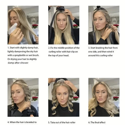 6Pcs Women No-Heat Curly Hair Stick Satin Sleep Cap Set Hair Clip and Ring Comb Sponge Hair Curler Suitable for All Hair Types Badiee Stylez