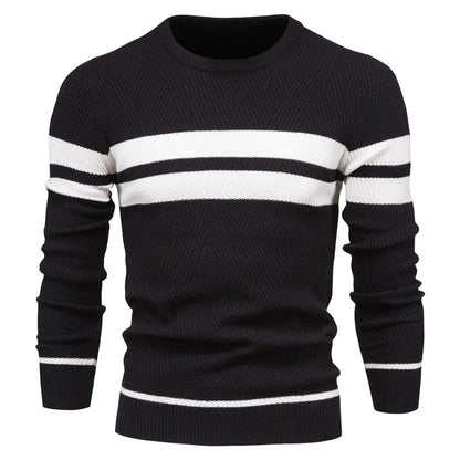 New Autumn Pullover Men's Sweater O-neck Patchwork Long Sleeve Warm Slim Sweaters Men Casual Fashion Sweater Men Clothing - Badiee Stylez