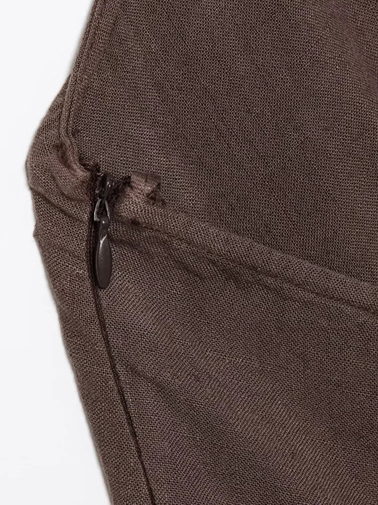 TRZA Women's Fashion Halter Neck Jumpsuit Backless Side Zipper Playsuit Buckle Detail Female Clothing