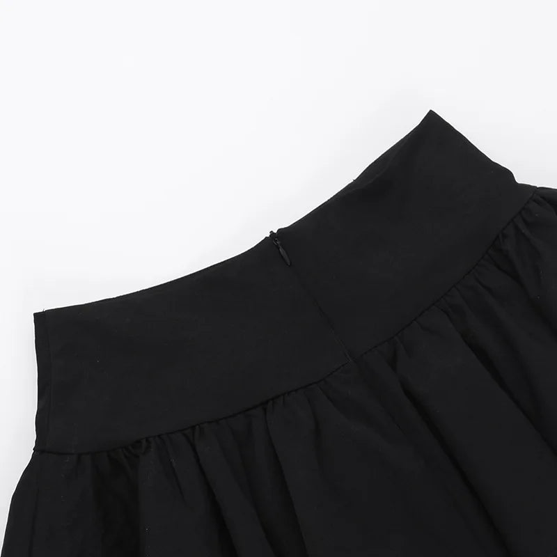 Gothic Black Lace Cross Mini Skirt Y2k Grunge Punk High Waist Pleated A-Line Skirts Vintage Women Girl Aesthetic Alt Clothes