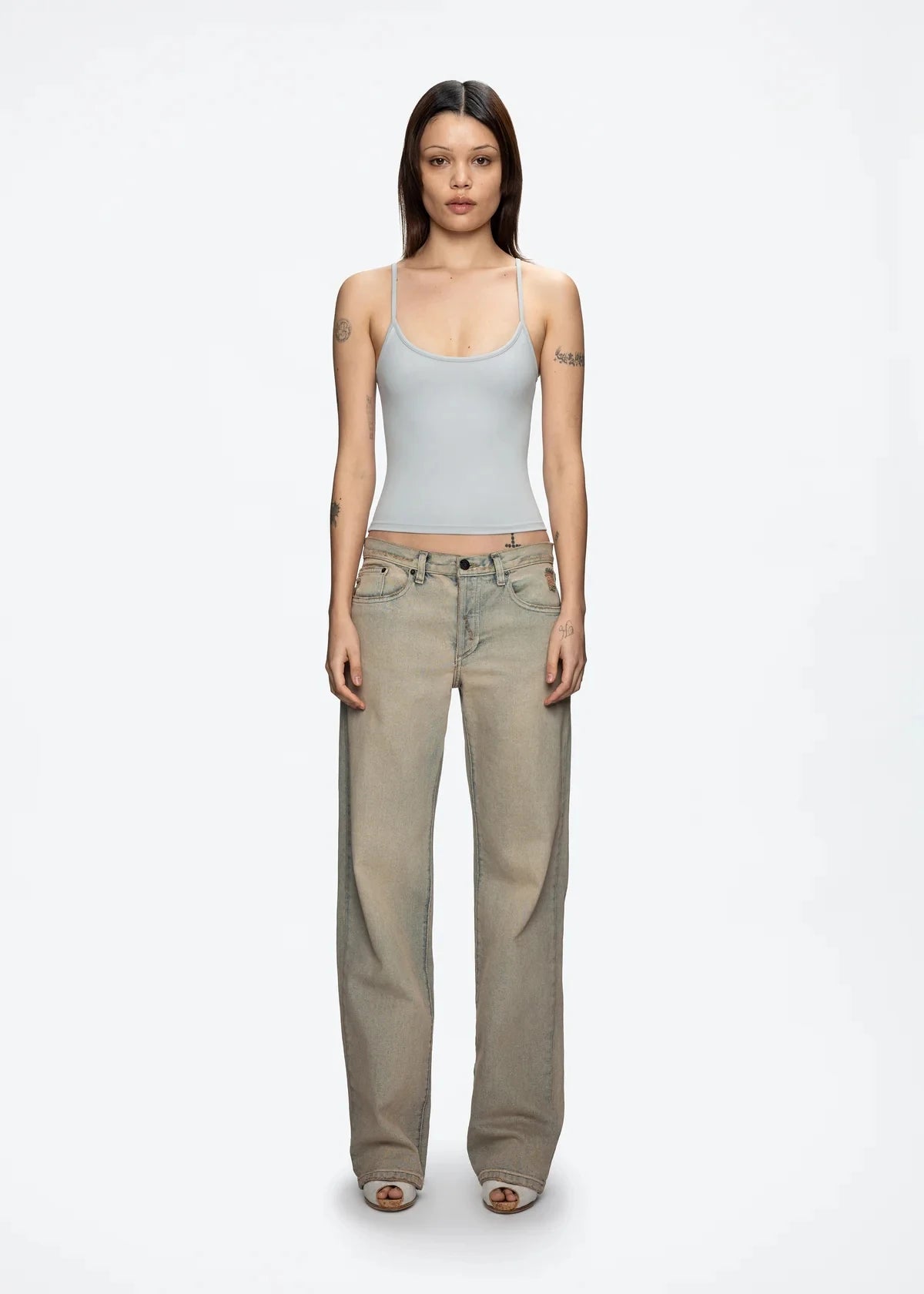 Tank Baby Blue Women's Summer Camisole Soy Color Fog Gray New Color Custom Dyed Tight Bottoming Shirt Slim Fit Top