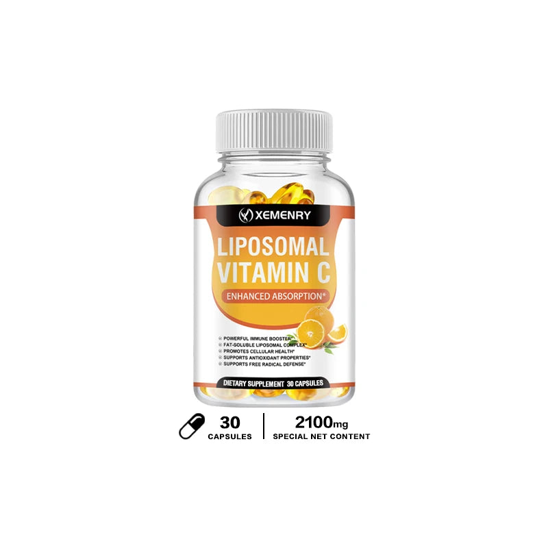Liposomal Vitamin C Capsules - Promotes Collagen Production, Supports Skin, Immune Health, Powerful Antioxidant 30 Capsules
