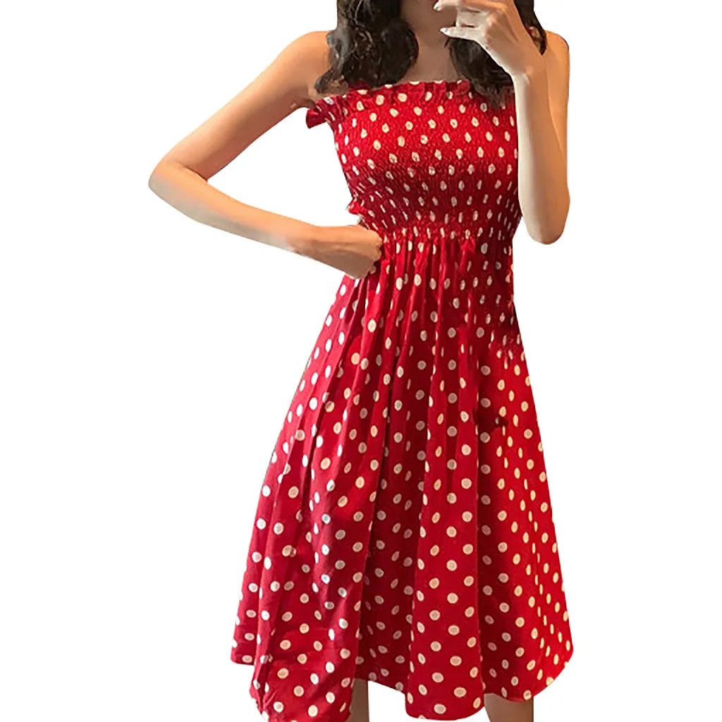 Sexy Off Shoulder Polka Dots Midi Dress Women 2024 Summer Casual High Waist Elegant Office Laides Dresses For Women Badiee Stylez