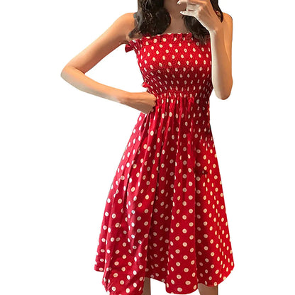 Sexy Off Shoulder Polka Dots Midi Dress Women 2024 Summer Casual High Waist Elegant Office Laides Dresses For Women Badiee Stylez