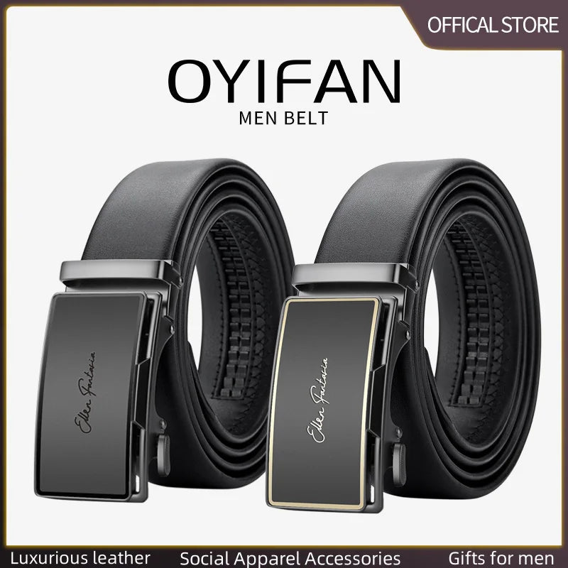 OYIFAN Men Belt Genuine Leather belt for men Alloy buckle ratchet belts Men Designer Belt Automatic belts 벨트 Badiee Stylez