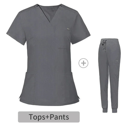 HZMNOI Short Sleeve Nurse Dress Uniform Stylish Female Womens Tie Up Medical Scrubs Nurse Uniform Medical Spa Women Uniforms Badiee Stylez