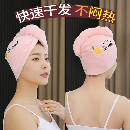 1pc Quickly Dry Hair Hat Super Absorbent Soft Bathroom Women Head Towels Girls Cute Hair Towel Hair Dry Wrap Bonnets Badiee Stylez