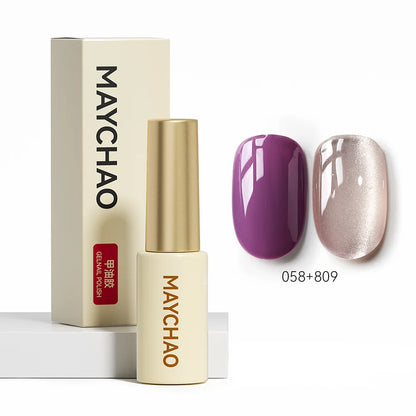 MAYCHAO 5ML Gel Nail Polish 9D Laser Diamond Glitter Cat Eye Gel Semi-Permanent Soak Off UV LED Gel Nail Manicure Tools Nail Art 058And809