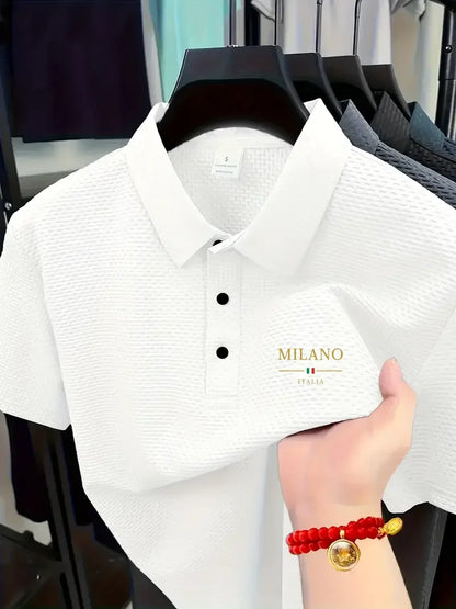 Stylish Men's Polo Shirt - Exquisite Craftsmanship, Classic Lapel & Button Closure, Solid Color
