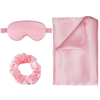 Zipper Natural Silk Pillowcase Matched Sleep Mask Hair Scrunchie Gift Set Both Sides 100% Mulberry Silk for Healthy&Good Sleep Badiee Stylez